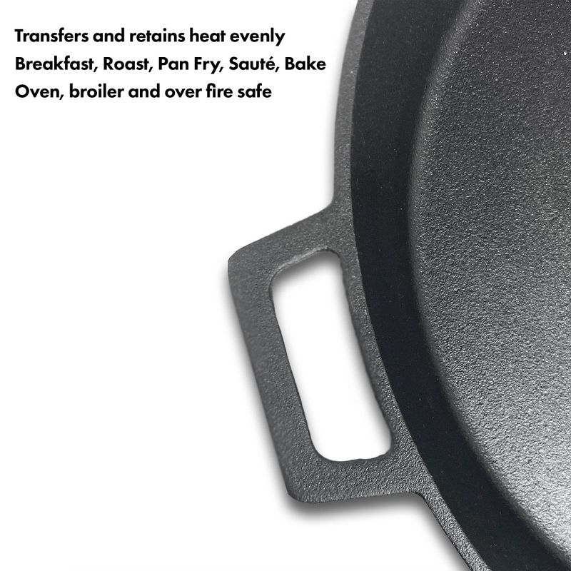 Bayou Classic 16 Inch Oven Safe Cast Iron Skillet Cooking Pot, 6 of 8