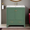 30" Bathroom Vanity with Single Sink, Bathroom Storage Cabinet with 2 Doors and a Drawer, Soft Closing - Leovsnove - 2 of 4