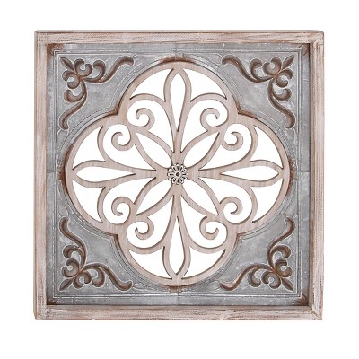 36" x 36" Traditional Wood and Iron Flourish Wall Decor - Olivia & May