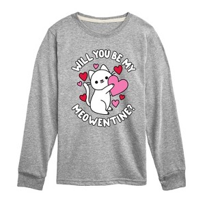Boys' - Instant Message - Valentine's Day Be My Meowentine Long Sleeve Graphic T-Shirt - 1 of 4