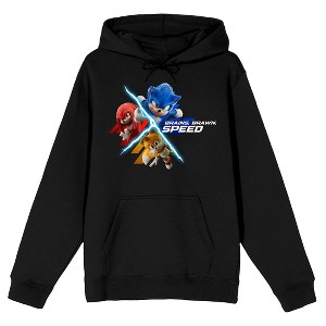 Sonic Movie 3 Brains Brawn Speed Women's Black Long Sleeve Hooded Sweatshirt - 1 of 4