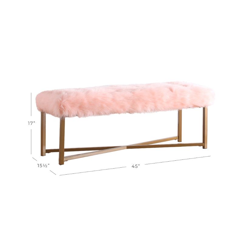 Faux Fur Rectangle Bench Pink - HomePop, 2 of 11