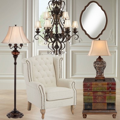 Bronze Leafwork 32.5" Traditional Table Lamp with Tan Shade