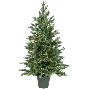 Northlight 4' Potted Blue Spruce Artificial Christmas Tree, Clear Lights - 1 of 4