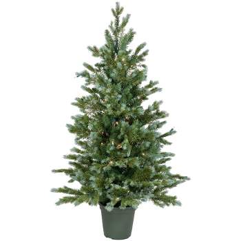 Northlight 4' Potted Blue Spruce Artificial Christmas Tree, Clear Lights