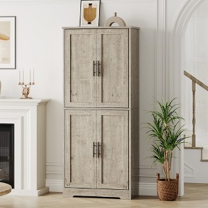 Kitchen Pantry Cabinet with 4 Doors & Adjustable Shelves, Freestanding Utility Storage Cupboard - 1 of 4