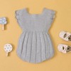 MyKids-USA Baby Girl 1pcs Ribbed Knitted Pattern Ruffle Design Solid Knitted Onesies Bodysuit - 3 of 4
