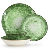 Elama Oceanus 16 Piece Porcelain Double Bowl Dinnerware Set in Green - 2 of 4