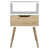 Sapphtopaz Modern Night Stand with Drawer and Open Shelf Wood Entryway Table with Superior Top and Legs, Side Table for Bedroom, Living Room - 2 of 4