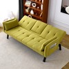 Mocamel 70-inch multi-functional cotton and linen sofa bed: foldable + cup holder + side storage, instantly switch between living room and bedroom - 3 of 4