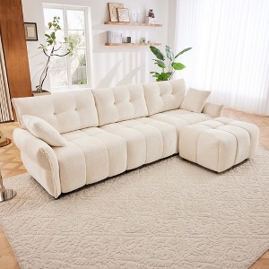 Oversized 110.2" Chenille Modular L-Shaped Sectional Sofa with High-Resilience Cushions and Ottoman, 4-Piece Free combination Sofa - 1 of 4