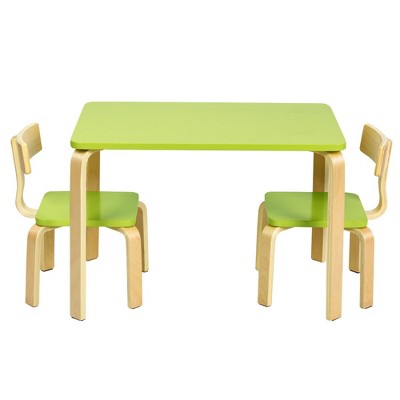 Costway 3 Piece Kids Wooden Table and 2 Chairs Set Children Activity Art Desk Furniture/Activity Art Desk Furniture