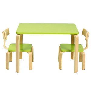 Costway 3 Piece Kids Wooden Table and 2 Chairs Set Children Activity Art Desk Furniture/Activity Art Desk Furniture - 1 of 4
