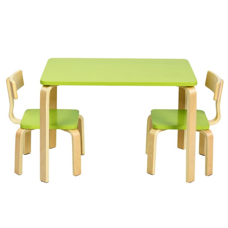 Costway 3 Piece Kids Wooden Table and 2 Chairs Set Children Activity Art Desk Furniture/Activity Art Desk Furniture, 1 of 11