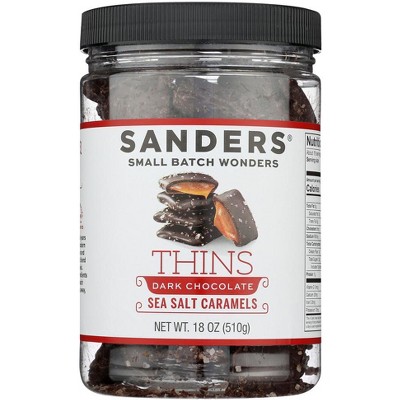 Sanders Dark Chocolate Thins Sea Salt Caramels - 6 pack, 18 oz