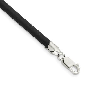 Black Bow Jewelry 4mm Black Rubber Cord Chain, Sterling Silver Lobster Clasp Necklace - 1 of 4