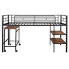 PAGED Simple Metal Loft Bed Bunk Bed with Desk, Twin Size Bed Frame with Storage Shelves, Ladder and Guardrail for Kids, Teens, Adults - 3 of 4