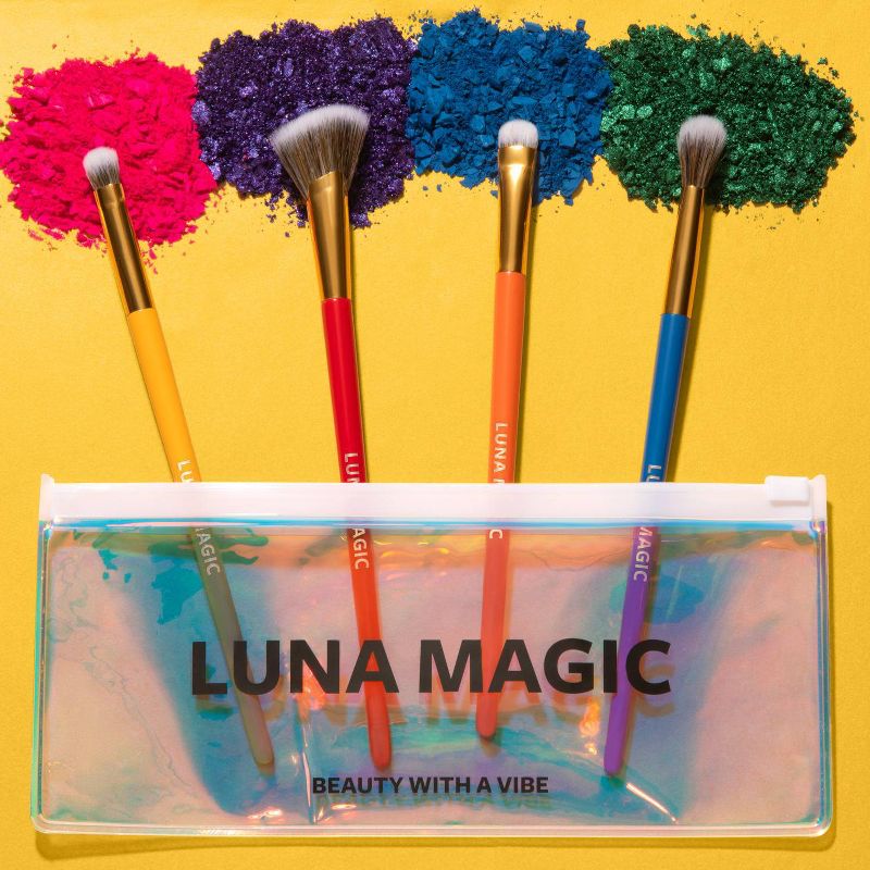 LUNA MAGIC Blend It Girl Eye Makeup Brush Set with Holographic Pouch - 5ct, 4 of 8