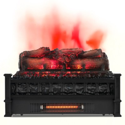 Tangkula 20" Electric Fireplace Log Set Heater with Adjustable Temp Overheating Protection Realistic Pinewood Ember Bed