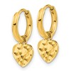 Chisel Stainless Steel Polished Hammered Yellow IP-plated Heart Dangle Hoop Earrings - 3 of 4