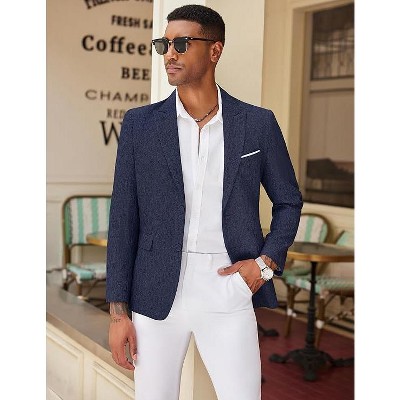COOFANDY Mens Blazer Casual Two Buttons Sport Coat Slim Fit Lightweight Suit Jackets Black M — фото 2