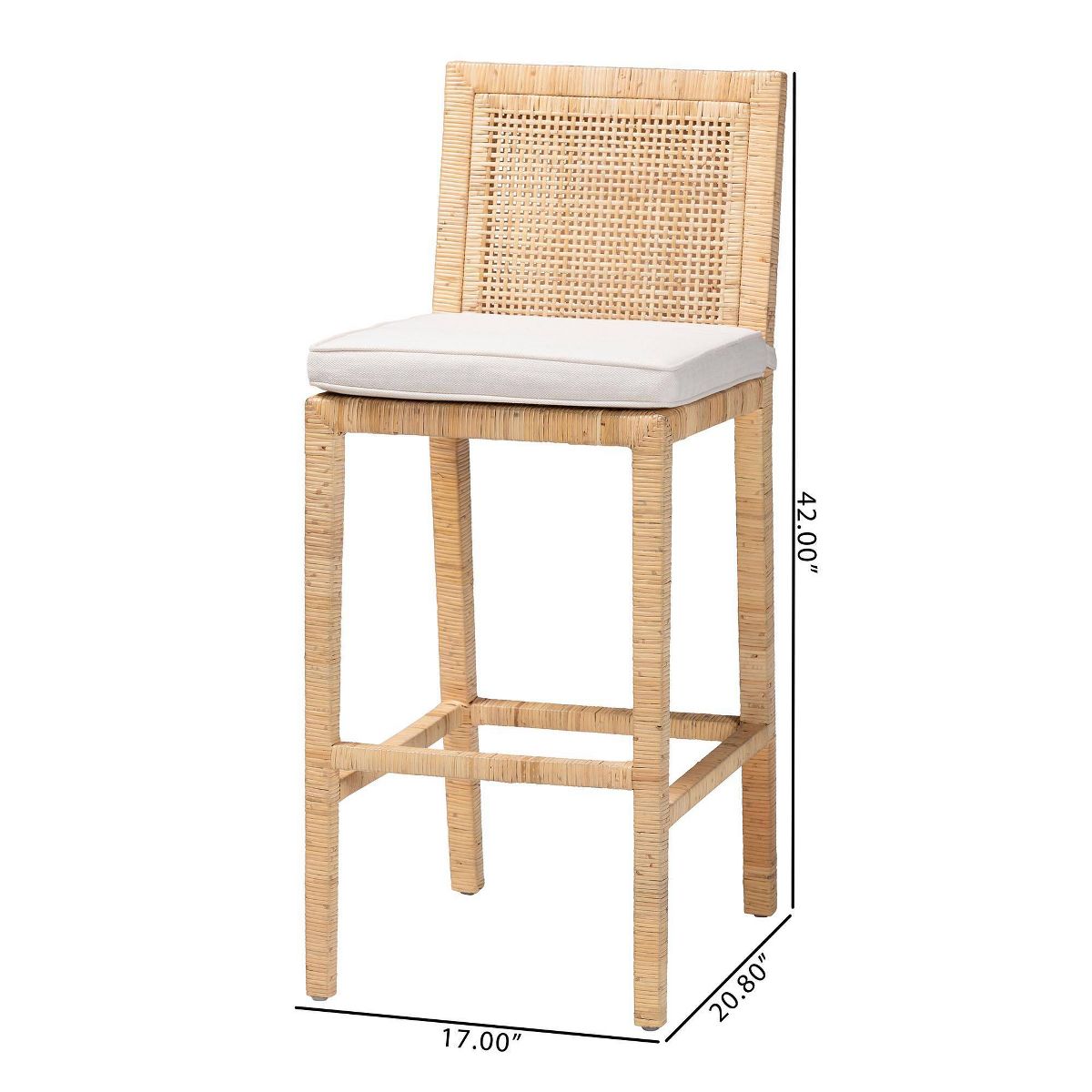 bali & pari Sofia Rattan Bar Stool Natural - thumbnail 9
