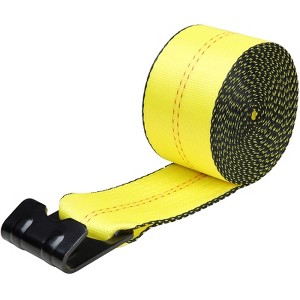 VEVOR Winch Straps, 4" x 30', 6000 lbs Load Capacity, 18000 lbs Break Strength, Truck Straps with Flat Hook, Yellow (4 Pack) - 1 of 4