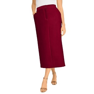 Jessica London Women's Plus Size Tummy Control Bi-Stretch Midi Skirt - 1 of 4