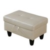 DOMETOUR Pearl White Faux Leather Storage Ottoman for Living Room or Bedroom - 3 of 4
