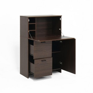 Lirago,31.49"L*13.78"W*47.2"H,Fold-Up Desk Cabinet with Storage Drawer & Shelves - Multi-Functional Space Saver for Home/Office - 1 of 4