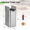 Costway Slim Kitchen Trash Can with Wing Lids 13.2 Gal Automatic Sensor Garbage Can - 3 of 4