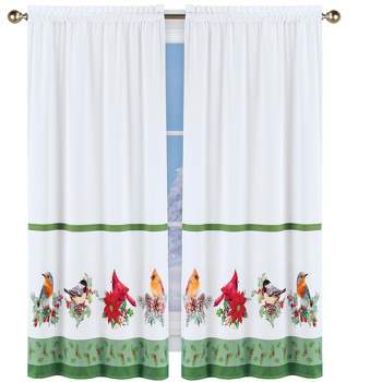 Collections Etc Festive Realistic Winter Birds Printed Drapes
