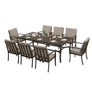HAPPATIO 9 Piece Aluminum Patio Dining Set, Outdoor Dining Table and Chairs Set - 1 of 4