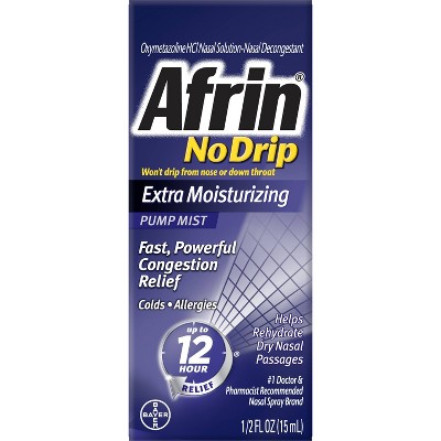 Afrin No Drip Extra Moisturizing Nasal Congestion Relief Pump Mist - 0.5 fl oz