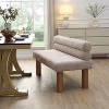 Christopher Knight Home Contemporary Rubberwood Boucle Upholstered Dining Bench with Backrest - 2 of 4