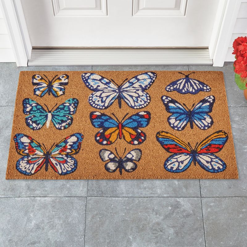 Collections Etc Whimsical Butterflies Outdoor Front Door Coco Mat 18X30, 2 of 3
