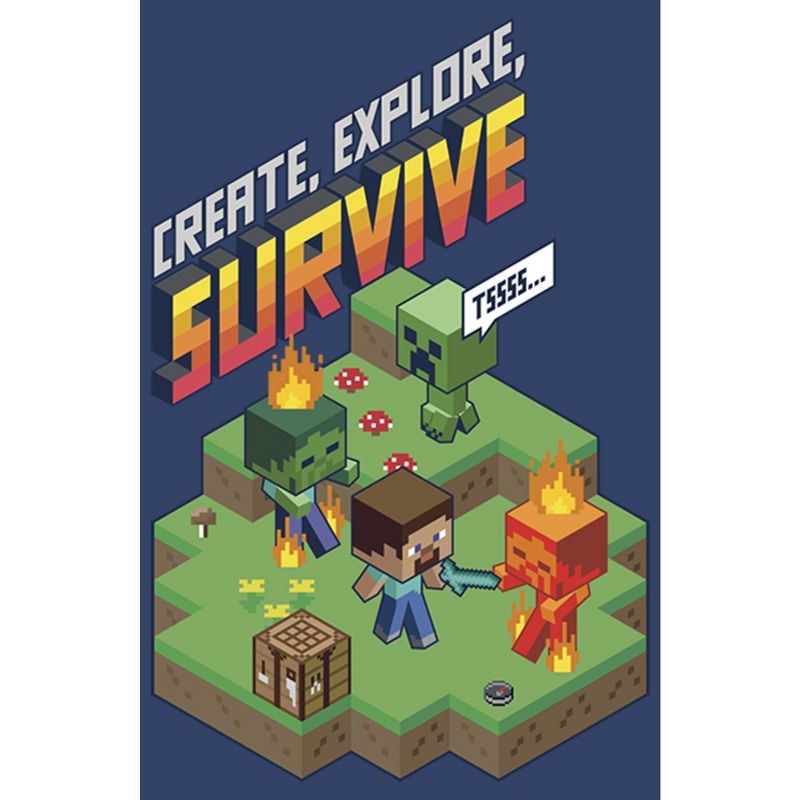 Boy's Minecraft Steve Create Explore Survive Pull Over Hoodie, 2 of 5