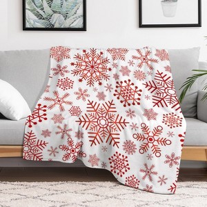 Cute Christmas Snowflakes Christmas Throw Blanket Soft Fleece Christmas Blanket Cozy Flannel Throw for Couch Bed 60x80 inches - 1 of 1