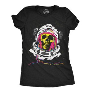Womens Funny T Shirts Rainbow Astronaut Skull Cool Graphic Tee For Ladies - Crazy Dog Women's T Shirt - 1 of 4