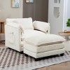 39" Oversized Boucle Single Sofa Chair Bed with Portable Ottoman,Double Deep Cushion & Side Storage Bag for Living Room-Baofuwish - 2 of 4