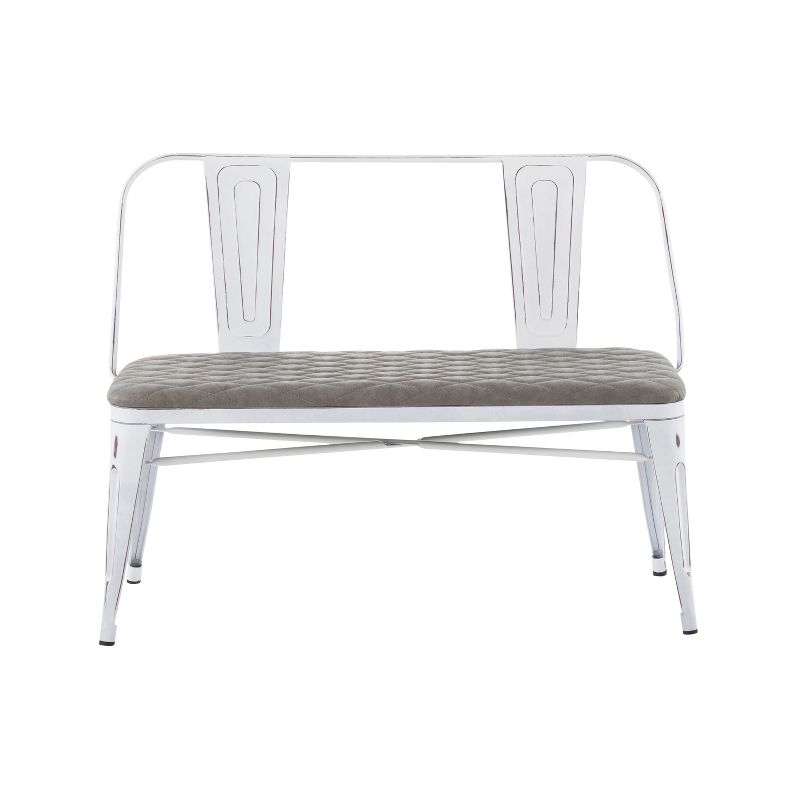 Oregon Industrial Upholstered Bench Vintage White/Gray - LumiSource, 6 of 10