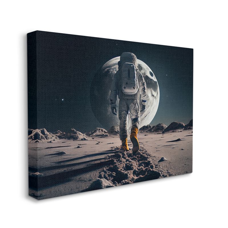 Stupell Industries Man On Moon Outer Space Astronaut Gallery Wrapped Canvas Wall Art, 4 of 5