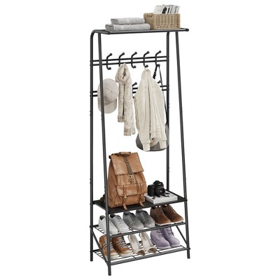 Coat Rack Shoe Bench with Hooks, Hall Trees Entryway Bench with Storage, Multifunctional Hallway Organizer