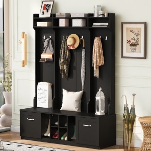 KTMBDW 5-in-1 Hall Tree, Storage Drawers with Adjustable Shelves and 7 Double Coat Hooks 58.8'' Wide Coat Rack for Hallway, Entryway - 1 of 4