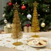 Juvale 2-Pack Mini Gold Christmas Tree, 10.5 Inch Tall Christmas Table Decoration, Ideal Gold Christmas Decorations - 2 of 4
