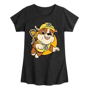 Girls' - Paw Patrol - Rubble Fitted Short Sleeve Graphic T-Shirt - 1 of 4