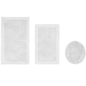 Edge Bath Rug 100% Premium Cotton Ultra-Soft Water Absorbent Tufted Solid Reversible 3 Piece Bathroom Rug Set for Machine Washable Bathmat - 1 of 4