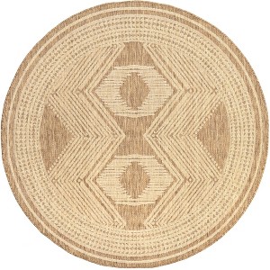 Nuloom Ranya Geometric Indoor/Outdoor Area Rug, Round 6' 7", Light Brown - 1 of 4