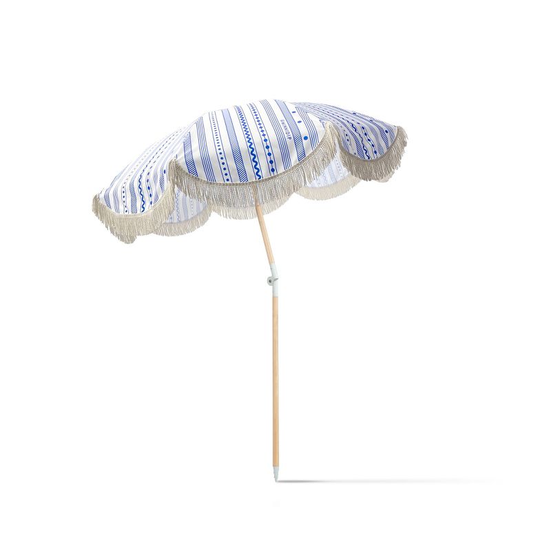 MINNIDIP 7&#39; x 6.5&#39; Beach Umbrella - Nautical Stripes, 2 of 4