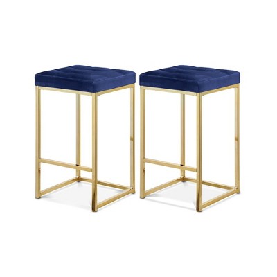 Meridian Furniture,Nicola Navy Velvet Stool, Set of 2